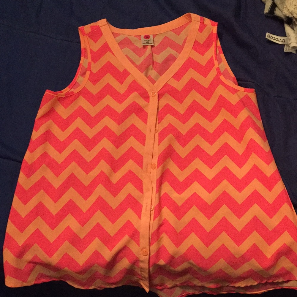 vibrant pink and orange tank top